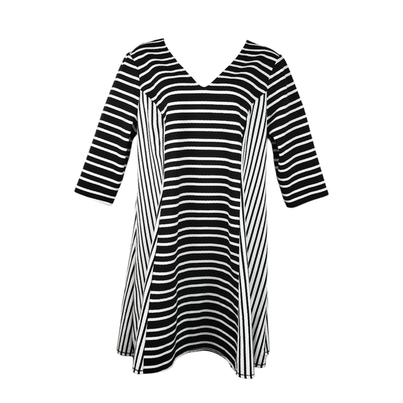 Lane Bryant Black White Stripe V-Veck Lace Up Corset Dress Size 22/24 - Picture 1 of 10